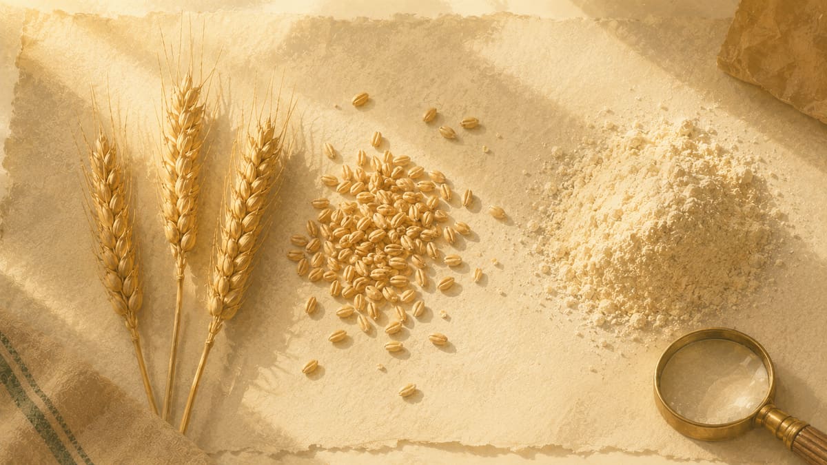 Grain scattered on paper, photographed from above
