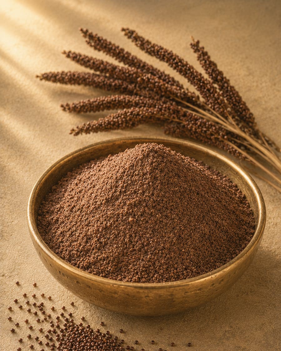 Coarse mixed-grain flour with visible chana and barley particles